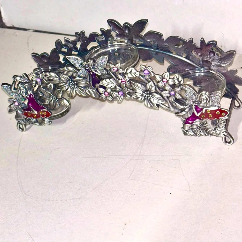 Reserved for Crystal Vintage 90’s Bejeweled, Pewter, Fairy Candle Holder. - Picture 4 of 10